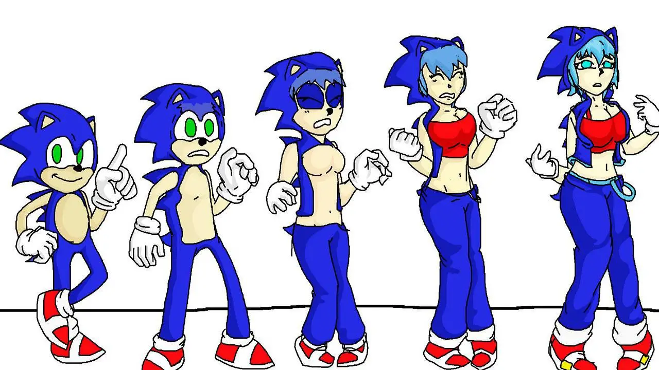 Sonic transforming into Hatsune Miku