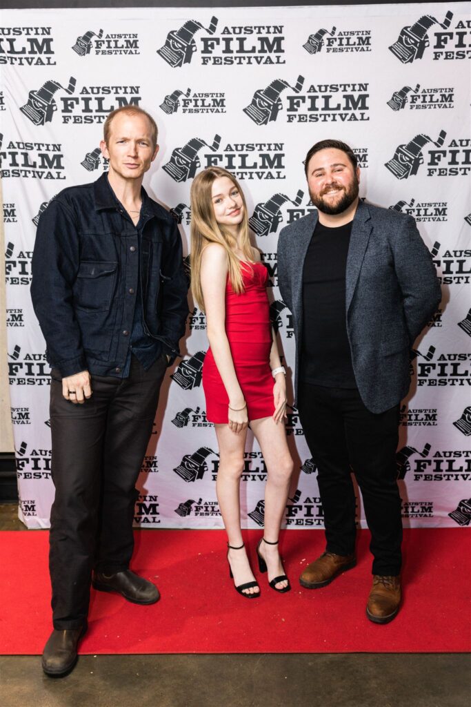Jefferson White, Kariana Karhu & Austin Glasser on the red carpet at the premier of The Writer